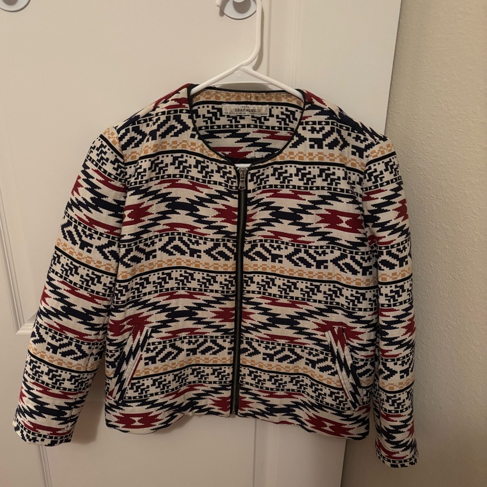 Zara Multicolor Patterned Bomber Jacket